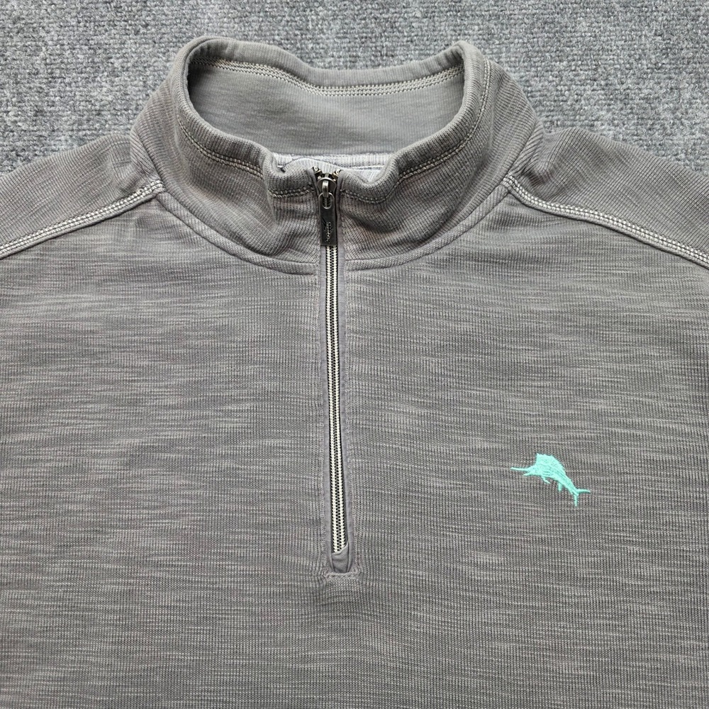 Tommy Bahama Tobago Bay Men's XXL Gray Cotton Tencel Quarter Zip Pullover Marlin - Picture 9 of 15